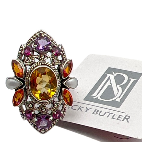 🌟NICKY BUTLER 925 Sterling Silver Citrine Multi Gem ONE OF A KIND Ring Size 8.5 - Picture 12 of 12